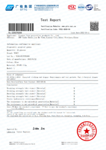 EN13795-1-英文版-PP+PE淋膜反穿隔离衣特奥防护检测报告